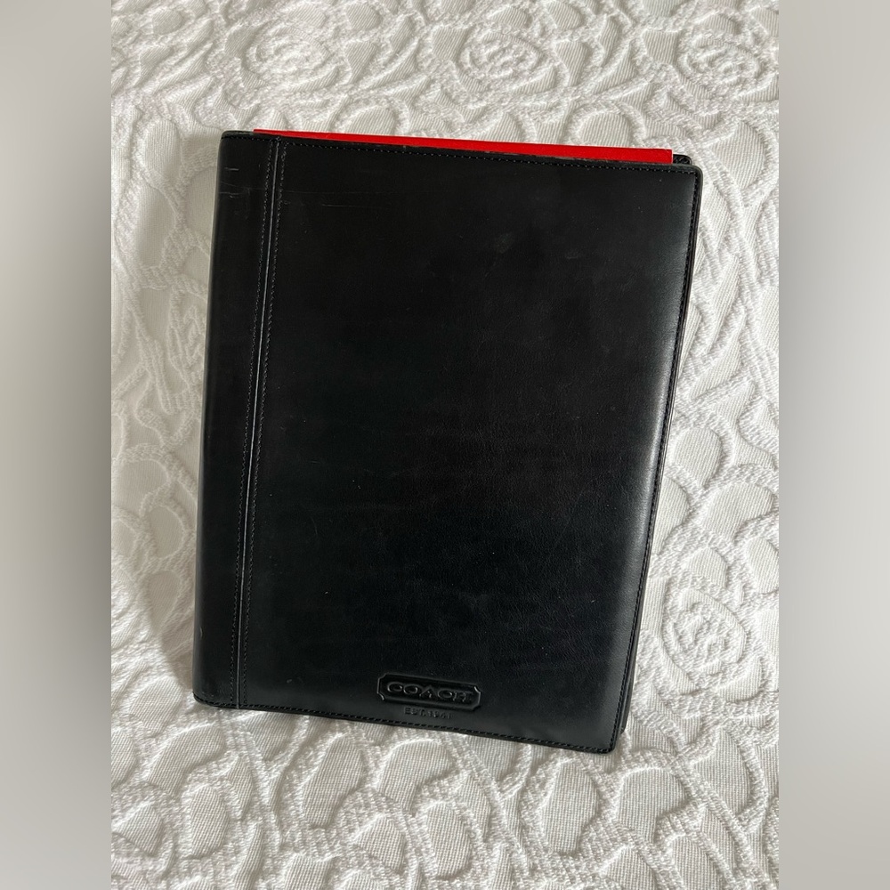 Vintage Coach Black Leather Portfolio Legal Pad Binder Organizer